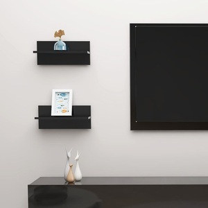 vidaXL, vidaXL Wandregale 2 Stk. Hochglanz-Schwarz 40x11,5x18 cm, vidaXL Wandregale 2 Stk. Hochglanz-Schwarz 40x11,5x18 cm