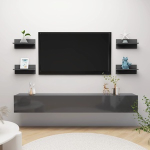 vidaXL, vidaXL Wandregale 4 Stk. Hochglanz-Grau 40x11,5x18 cm, vidaXL Wandregale 4 Stk. Hochglanz-Grau 40x11,5x18 cm