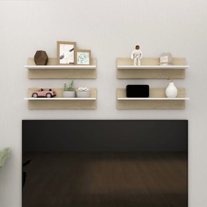 vidaXL, vidaXL Wandregale 4 Stk. Weiß & Sonoma-Eiche 60x11,5x18 cm Spanplatte, 