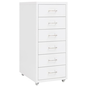 vidaXL, vidaXL Aktenschrank mit Rollen Weiß 28x41x69 cm Metall, vidaXL Aktenschrank mit Rollen Weiß 28x41x69 cm Metall