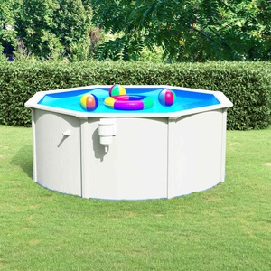 vidaXL, vidaXL Pool mit Stahlwand 300x120 cm Weiß, 
