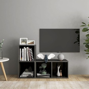 vidaXL, vidaXL TV-Schränke 2 Stk. Hochglanz-Grau 72x35x36,5 cm Spanplatte, vidaXL TV-Schränke 2 Stk. Hochglanz-Grau 72x35x36,5 cm Holzwerkstoff