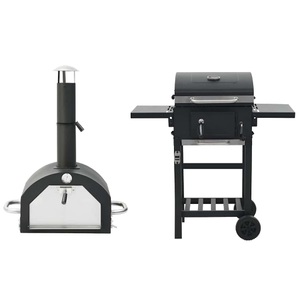 vidaXL, vidaXL 3-in-1 Outdoor-Pizzaofen & Grill Schwarz, vidaXL 3-in-1 Outdoor-Pizzaofen & Grill Schwarz