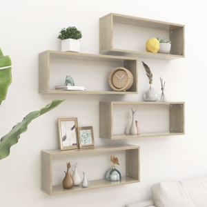 vidaXL, vidaXL Würfelregale 4 Stk. Sonoma-Eiche 60x15x23 cm Spanplatte, vidaXL Würfelregale 4 Stk. Sonoma-Eiche 60x15x23 cm Holzwerkstoff