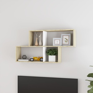vidaXL, vidaXL Wandregal Weiß und Sonoma-Eiche 100x18x53 cm Spanplatte, 
