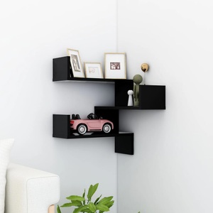 vidaXL, vidaXL Wand-Eckregal Schwarz 40x40x50 cm Spanplatte, vidaXL Wand-Eckregal Schwarz 40x40x50 cm Holzwerkstoff