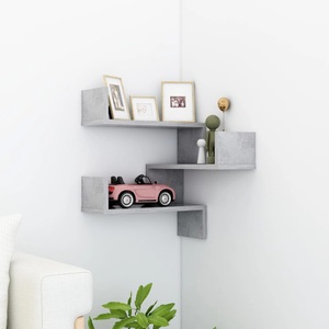 vidaXL, vidaXL Wand-Eckregal Betongrau 40x40x50 cm Spanplatte, vidaXL Wand-Eckregal Betongrau 40x40x50 cm Holzwerkstoff