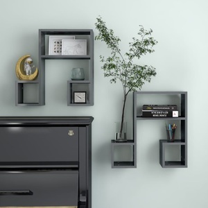 vidaXL, vidaXL Wandregale 2 Stk. Hochglanz-Grau 50x15x50 cm Spanplatte, vidaXL Wandregale 2 Stk. Hochglanz-Grau 50x15x50 cm Holzwerkstoff