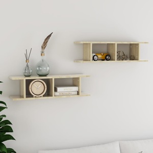 vidaXL, vidaXL Wandregale 2 Stk. Sonoma-Eiche 78x18x20 cm Spanplatte, vidaXL Wandregale 2 Stk. Sonoma-Eiche 75x18x20 cm Holzwerkstoff
