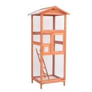vidaXL, vidaXL Vogelkäfig 68x62x166 cm Massivholz Fichte, 