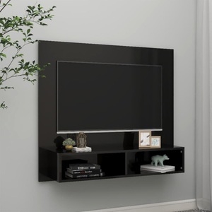 vidaXL, vidaXL TV-Wandschrank Hochglanz-Schwarz 102x23,5x90 cm Spanplatte, vidaXL TV-Wandschrank Hochglanz-Schwarz 102x23,5x90 cm Holzwerkstoff