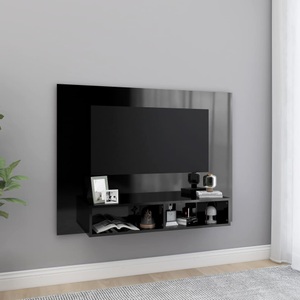 vidaXL, vidaXL TV-Wandschrank Hochglanz-Schwarz 120x23,5x90 cm Spanplatte, vidaXL TV-Wandschrank Hochglanz-Schwarz 120x23,5x90 cm Holzwerkstoff