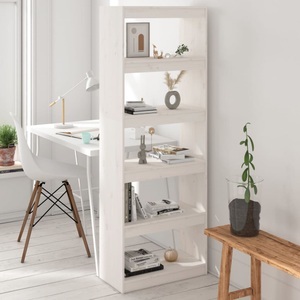 vidaXL, vidaXL Bücherregal/Raumteiler Weiß 60x30x167,5 cm Massivholz Kiefer, vidaXL Bücherregal/Raumteiler Weiß 60x30x167,5 cm Massivholz Kiefer