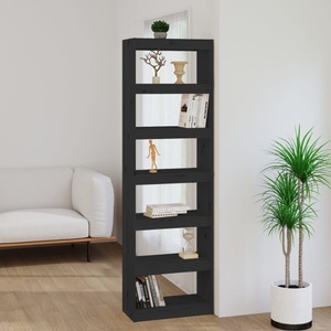 vidaXL, vidaXL Bücherregal/Raumteiler Schwarz 60x30x199,5 cm Massivholz Kiefer, 