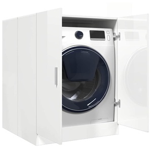 vidaXL, vidaXL Waschmaschinenschrank Hochglanz-Weiß 71x71,5x91,5 cm, 