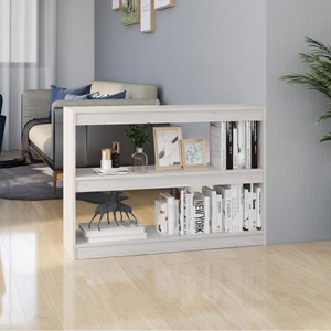 vidaXL, vidaXL Bücherregal Raumteiler Weiß 100x30x71,5 cm Massivholz Kiefer, vidaXL Bücherregal Raumteiler Weiß 100x30x71,5 cm Massivholz Kiefer