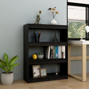 vidaXL, vidaXL Bücherregal/Raumteiler Schwarz 100x30x103 cm Kiefer Massivholz, vidaXL Bücherregal/Raumteiler Schwarz 100x30x103 cm Kiefer Massivholz