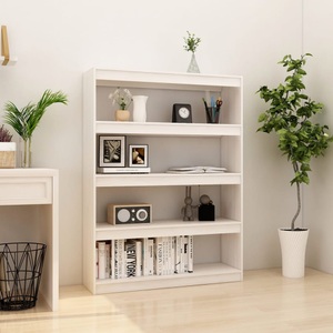 vidaXL, vidaXL Bücherregal/Raumteiler Weiß 100x30x135,5cm Kiefer Massivholz