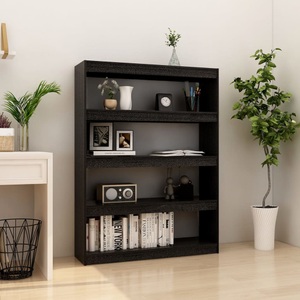 vidaXL, vidaXL Bücherregal/Raumteiler Schwarz 100x30x135,5cm Kiefer Massivholz