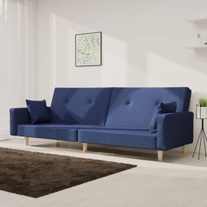vidaXL, vidaXL Schlafsofa 2-Sitzer mit 2 Kissen Blau Stoff, 