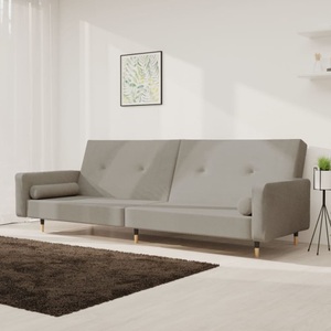 vidaXL, vidaXL Schlafsofa 2-Sitzer mit 2 Kissen Hellgrau Samt, 