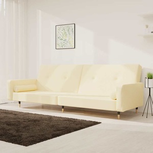 vidaXL, vidaXL Schlafsofa 2-Sitzer mit 2 Kissen Creme Samt, 