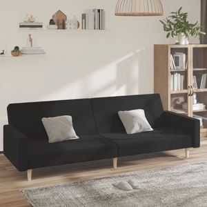 vidaXL, vidaXL Schlafsofa 2-Sitzer Schwarz Stoff, 
