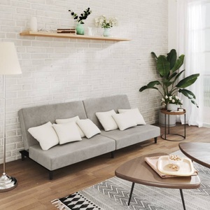 vidaXL, vidaXL Schlafsofa 2-Sitzer Hellgrau Samt, 
