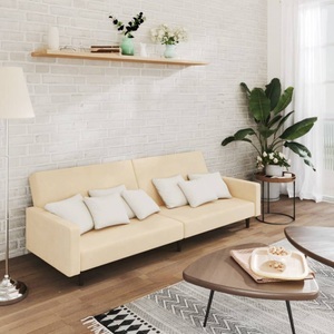 vidaXL, vidaXL Schlafsofa 2-Sitzer Creme Samt, 