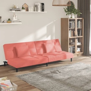 vidaXL, vidaXL Schlafsofa 2-Sitzer mit 2 Kissen Rosa Samt, 