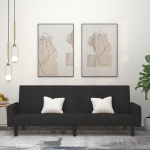vidaXL, vidaXL Schlafsofa 2-Sitzer Schwarz Samt, 