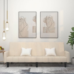 vidaXL, vidaXL Schlafsofa 2-Sitzer Creme Samt, 