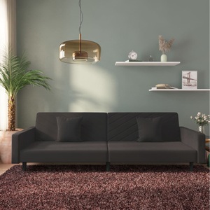 vidaXL, vidaXL Schlafsofa 2-Sitzer mit 2 Kissen Schwarz Samt, 