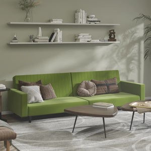 vidaXL, vidaXL Schlafsofa 2-Sitzer Hellgrün Samt, 