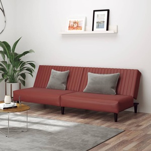 vidaXL, vidaXL Schlafsofa 2-Sitzer Weinrot Kunstleder, 