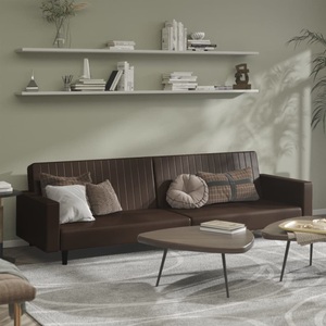 vidaXL, vidaXL Schlafsofa 2-Sitzer Braun Kunstleder, 