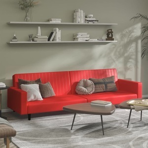 vidaXL, vidaXL Schlafsofa 2-Sitzer Rot Kunstleder, 