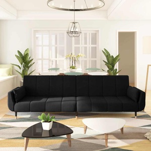 vidaXL, vidaXL Schlafsofa 2-Sitzer mit 2 Kissen Schwarz Samt, 