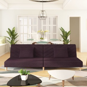vidaXL, vidaXL Schlafsofa 2-Sitzer mit 2 Kissen Lila Stoff, 