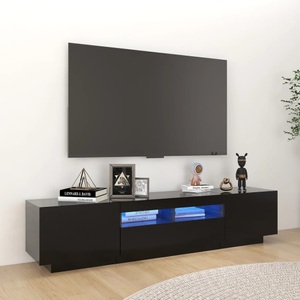 vidaXL, vidaXL TV-Schrank mit LED-Leuchten Schwarz 180x35x40 cm, vidaXL TV-Schrank mit LED-Leuchten Schwarz 180x35x40 cm