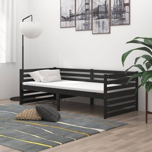 vidaXL, vidaXL Tagesbett Schwarz Kiefer Massivholz 90x200 cm, 
