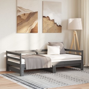 vidaXL, vidaXL Tagesbett Ausziehbar Grau Kiefer Massivholz 2x(90x200) cm