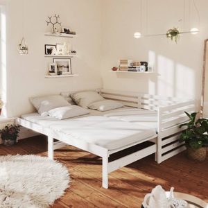 vidaXL, vidaXL Tagesbett Ausziehbar Weiß Kiefer Massivholz 2x(90x200) cm