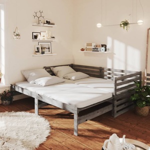 vidaXL, vidaXL Tagesbett Ausziehbar Grau Kiefer Massivholz 2x(90x200) cm