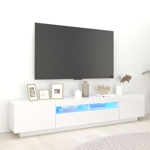 vidaXL, vidaXL TV-Schrank mit LED-Leuchten Hochglanz-Weiß 200x35x40 cm, vidaXL TV-Schrank mit LED-Leuchten Hochglanz-Weiß 200x35x40 cm