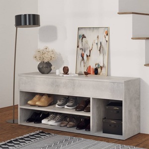 vidaXL, vidaXL Schuhbank Betongrau 105x30x45 cm Spanplatte, vidaXL Schuhbank Betongrau 105x30x45 cm Holzwerkstoff