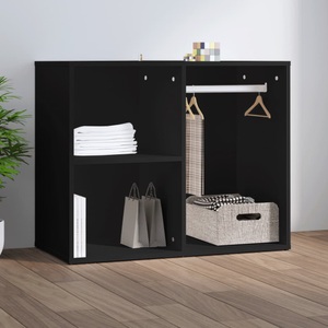 vidaXL, vidaXL Kleiderschrank Schwarz 80x40x65 cm Holzwerkstoff, vidaXL Regal für Schminktisch Schwarz 80x40x65 cm Holzwerkstoff