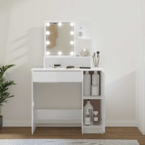 vidaXL, vidaXL Schminktisch mit LED Hochglanz-Weiß 86,5x35x136 cm