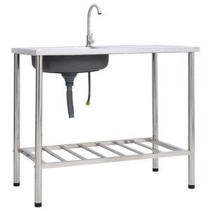 vidaXL, vidaXL Camping-Spüle mit Wasserhahn Edelstahl, vidaXL Camping-Spüle mit Wasserhahn Edelstahl