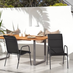 vidaXL, vidaXL Gartenstühle 2 Stk. Stahl und Textilene Schwarz, 